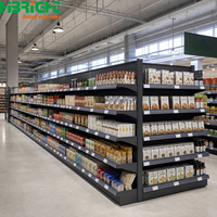 Étagères de supermarché modulaires en métal noir de taille personnalisée à double face, design Highbright, pour épicerie