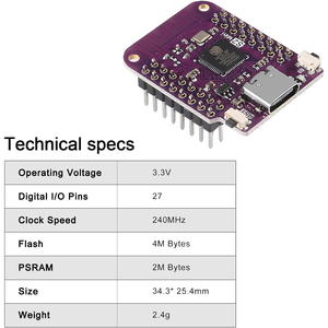 Carte de développement WiFi ESP32-S2 Mini V1.0.0 avec 4 Mo de mémoire Flash, 2 Mo de PSRAM, USB Type-C, compatible pour les projets IoT et DIY - Product Image 6