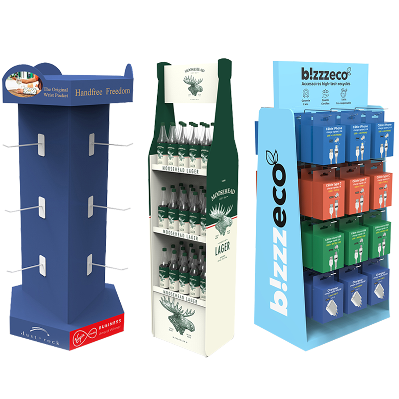 Modern Floor Standing Custom Cardboard Display Rack with Recyclable Design for & Easy Assembly for Retail Stores — view 1