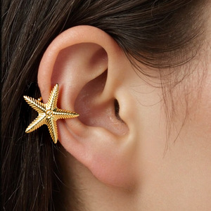 Starfish And Moon Clip On <b>Earrings</b> 18K Gold Plated Stainless Steel For Women Fashion Jewelry <b>Non</b> <b>Pierced</b> Ear Clips - Product Image 4