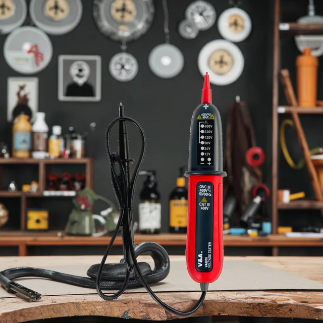 V&A VA6816 LED Test Pencil AC/DC Voltage Tester with 400V Indication Polarity Indication Probe for Electrician Wire Testing