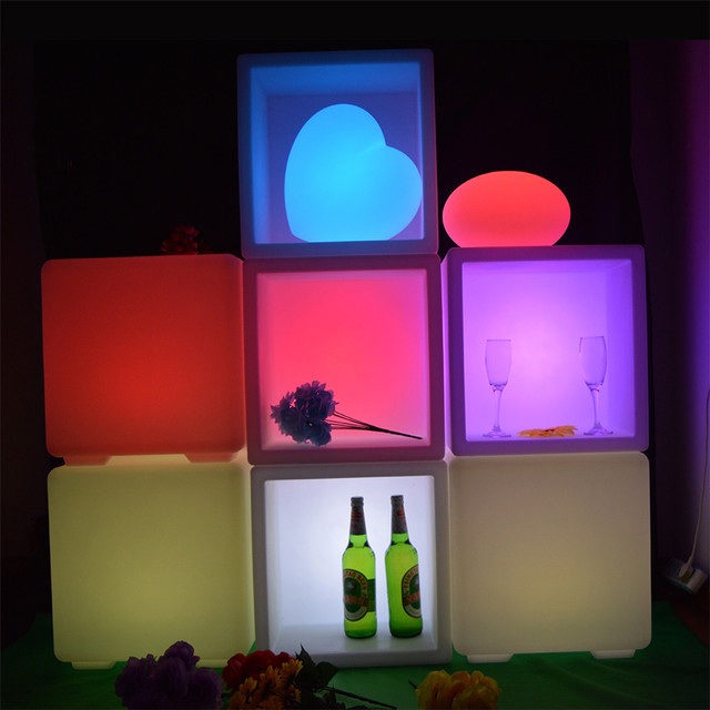 Led Illuminated Bar Liquor Cabinet Furniture Display Cube Rack Led Cube Display for Bar