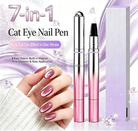Stylo Gel Magnétique Professionnel 7-en-1 Effet Œil de Chat, Vernis UV LED Monophase Soak-Off Portable Longue Durée pour Salon