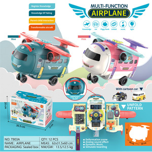 <b>Dropshipping</b> Shopify Multi-Function Transforming Airplane Educational Money Bank Toy With Lights Music Simulation Driving Mode - Product Image 6