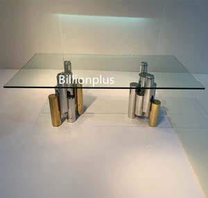 Modern Design Luxury Silver & Gold Touch Screen Dining Table With Stainless Steel Base Tempered Glass <b>for</b> Home or Hotels T56 Mod - Product Image 4