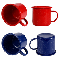 Tasse à thé ou à café en émail réutilisable personnalisée de 12 oz, tasse en métal avec poignée latérale, émail alimentaire, vaisselle d'extérieur en métal