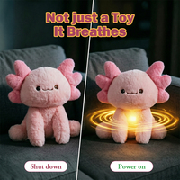 Boneka Axolotl Bernapas dengan Detak Jantung Menenangkan, Dada Bercahaya, Mainan Hewan untuk Mengurangi Kecemasan, Teman Tidur, Hadiah, OEM Grosir