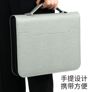 Carpeta de documentos de cuero personalizada 26.5x34.5 con calculadora, maletín de negocios para uso en oficina - Product Image 5