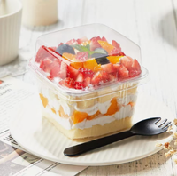 Boîte à dessert jetable transparente de haute qualité en plastique PET, alimentaire, avec couvercle, pour sushi, pizza, hamburger, contenants à emporter