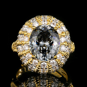 Anillos y colgante de circonita cúbica con corte ovalado de 10*12 mm, chapados en oro sobre cobre puro, conjunto de joyería sostenible para mujer. - Product Image 6