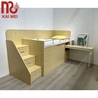 Lits en bois naturel Dortoir en métal Lit double Lit mezzanine avec bureau d'ordinateur