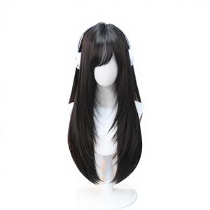 Perruque ND Brand marron clair Lolita sans dentelle, frange oblique 'Nanyuan', couvre-tête complet, <span class=keywords><strong>cheveux</strong></span> longs et raides naturels, perruque de cosplay 130% - Product Image 4