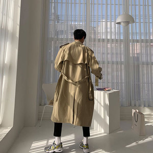Manteau <span class=keywords><strong>trench</strong></span> élégant pour <span class=keywords><strong>homme</strong></span>, nouvelle collection 2021, version coréenne mi-longue printemps, décontracté, double boutonnage, style étudiant - Product Image 4