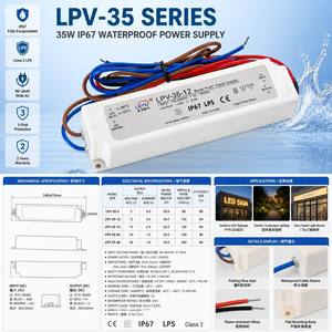 Controlador LED Impermeable LPV-35-5 IP67 25W 5V 5A, Fuente <span class=keywords><strong>de</strong></span> Alimentación Conmutada <span class=keywords><strong>de</strong></span> Voltaje Constante AC/DC para Señalización Exterior y Arduino - Product Image 1