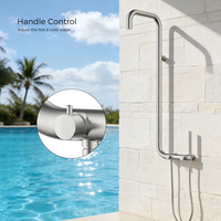 Panneau de douche extérieur en acier inoxydable 304 robinet chaud froid motif de pulvérisation de pluie mural brossé pour hôtels utilisation intérieure/extérieure