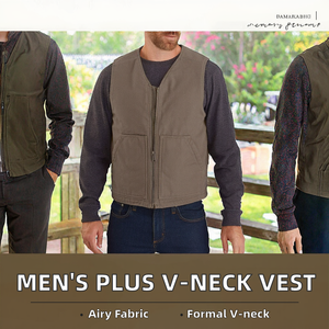 Chaleco de Traje Formal Negro para Hombre, Talla Grande, Cuello en V, Cierre de Cremallera, 100% Algodón, Servicio OEM, Transpirable y Ecológico - Product Image 2
