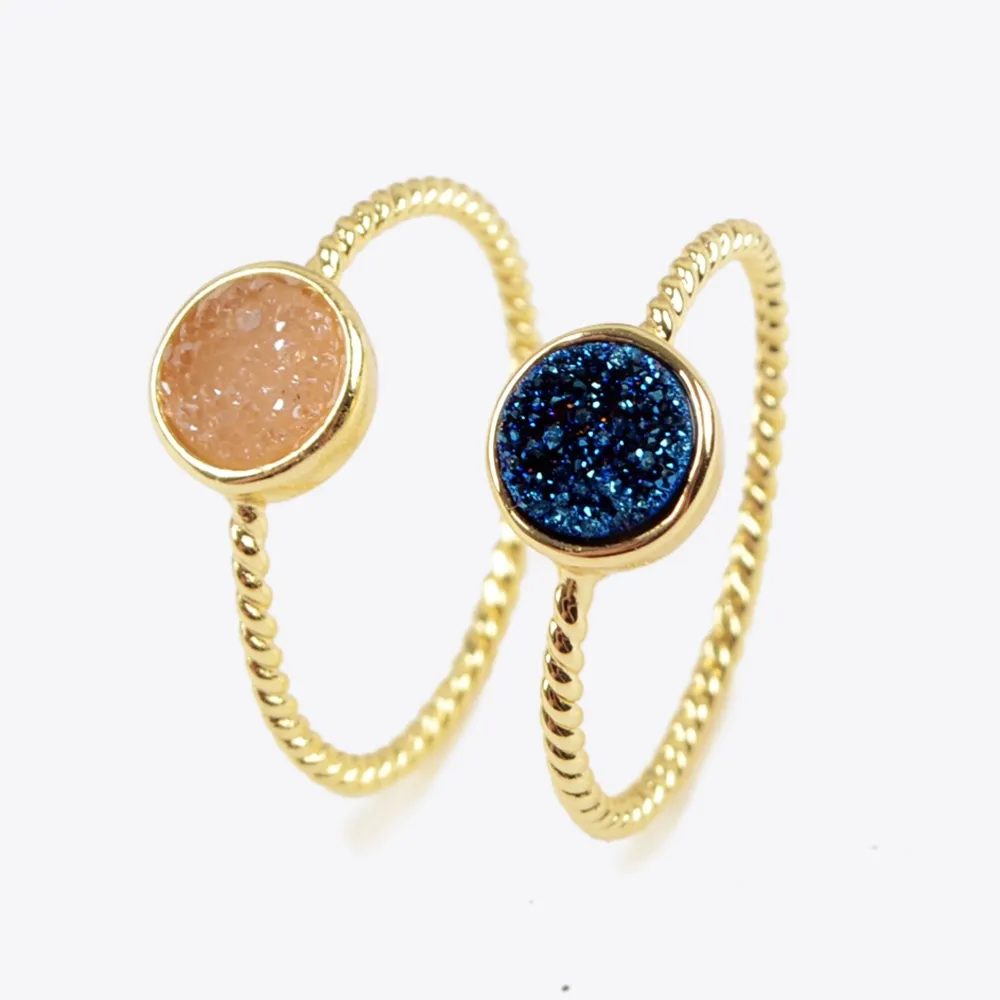 ZG0285 Venda quente de joias da moda com pedras preciosas genuínas anel druzy para mulheres