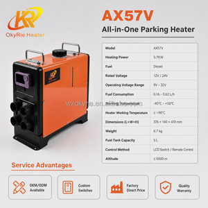 OkyRie AX57V Riscaldatore Diesel Verticale Sottile da 5KW, 12/24V DC 220V <span class=keywords><strong>AC</strong></span>, <span class=keywords><strong>4</strong></span> Uscite, Flusso d'Aria Bilanciato - Product Image 2