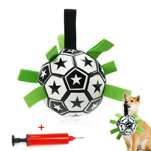 Custom Interactive Dog Floating Chew Football Toy Soccer Ball with Grab Tabs Pump for Dogs