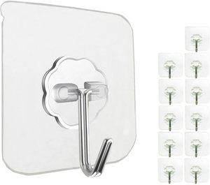 Wall Mounted Self Adhesive Transparent Sticky <b>Hooks</b> Living Room Kitchen <b>Bathroom</b> Wardrobe-Multifunction Storage Organizer Tools - Product Image 2