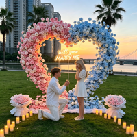 Arco de Flores de Rosas Rojas de Seda Realistas de Alta Simulación, Fondo para Decoración de Bodas, Propuesta de Matrimonio, Día de San Valentín y Fiestas