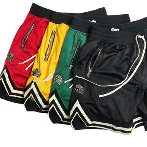 Pantalones cortos de poliéster para gimnasio para hombre, Shorts informales con bolsillos y cremallera, de secado rápido para la playa