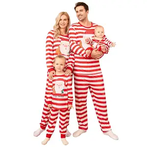 Семье персонализированный в западном стиле для детей Веселые в полоску для мальчиков; Платье в клетку для девочек; Красное рождественское платье пижамы Семейный комплект; Большой размер