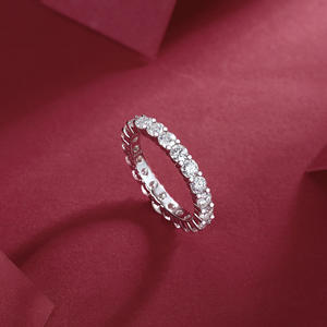 Anillo de Plata de Ley S925 con Moissanita Vvs1 de Una Sola Hilera, Joyería Clásica para la Mano, con Certificado GRA, Pasa el Test de Diamantes - Product Image 5