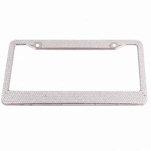 Bling Holder Sparkly 2 Holes Universal Stainless Steel License Plate <b>Frame</b> for Us Cars - Product Image 1