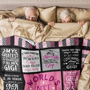 Pink Black Gigi Quote Patchwork Flannel <b>Blanket</b> Throw <b>Blanket</b> Nap <b>Blanket</b> Breathable Skin Friendly <b>for</b> Bed Sofa Couch - Product Image 6