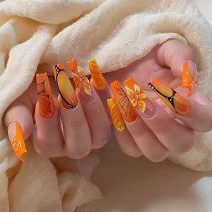 24 Uñas Postizas Acrílicas Románticas de <span class=keywords><strong>Color</strong></span> <span class=keywords><strong>Rosa</strong></span> con Diseño Floral 3D y Detalles de Cristal, Uñas a Presión Personalizables - Product Image 2