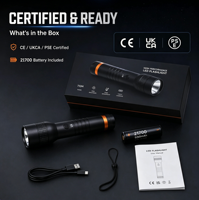 Lampe torche LED 700lm en alliage d'aluminium, portée 710m, rechargeable USB, étanche IP65, pour camping, OEM ODM, moule gratuit, vente en gros, 44 ans d'expérience en usine