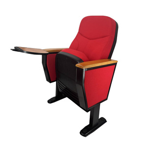 Chaise en plastique Yi Jian avec revêtement en tissu rouge, pieds en aluminium et tablette d'écriture, pour les écoles et les hôpitaux, chaises en rangée - Product Image 4