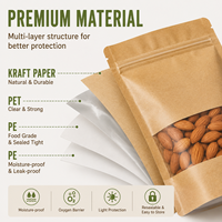 Sacs en papier kraft brun refermables pour aliments, café, biscuits, imprimés en héliogravure, en matériaux recyclés, pour l'emballage