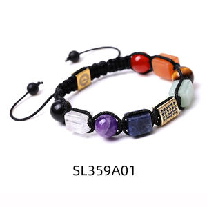 Neue Mode Klassisches 10mm Quadratisches Perlenarmband Geometrisches Tigerauge Achat Edelstahl Geflochtenes CZ-Charm Unisex-Armband mit Individuellem Logo - Product Image 4