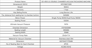Machine d'emballage sous vide électrique à double chambre DZ-650/LG avec emballage en sachet pour matériaux en papier, modèle automatique en armoire - Product Image 2