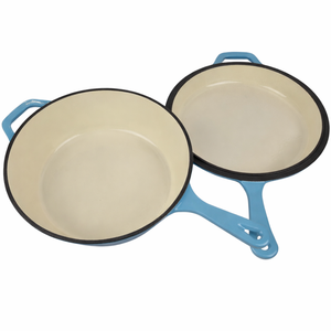 Casserole <span class=keywords><strong>en</strong></span> <span class=keywords><strong>fonte</strong></span> émaillée 2 <span class=keywords><strong>en</strong></span> 1, poêle, couvercle, revêtement émaillé, antiadhésif, écologique, cuisson, pâtisserie, friture, camping - Product Image 5