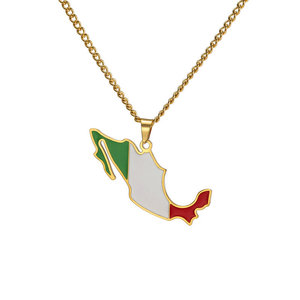 Collier en acier inoxydable avec pendentif <span class=keywords><strong>carte</strong></span> drapeau Afrique Amérique Latine, chaîne de clavicule étanche, bijoux en gros - Product Image 5
