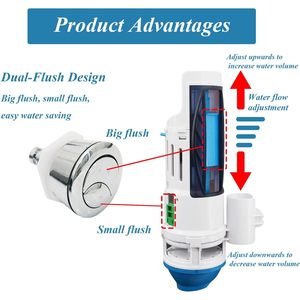 Kit de conversión de válvula de descarga dual para Danco HYR270 Hydroright, pieza de reparación de botón pulsador montado en el tanque de inodoro de 2 pulgadas, electrochapado - Product Image 3
