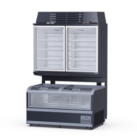 Congélateur îlot combiné compact avec armoire supérieure, refroidissement ventilé R290, vitrine de supermarché pour aliments surgelés 1,2m-1,5m