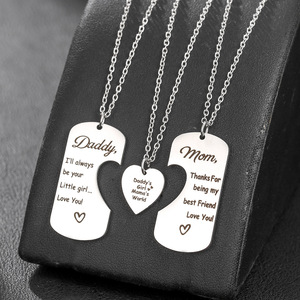 Ensemble de colliers parent-enfant en acier inoxydable, bijoux en forme de cœur pour la famille, pour un usage quotidien, unisexe - Product Image 1