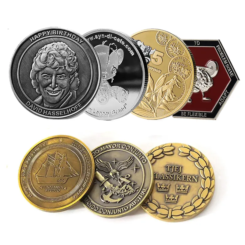 High Quality Luxury Custom Coins Zinc Alloy Souvenir Brass Collection Coin Embossed Logo 2d 3D Gold Silver Plated Coin