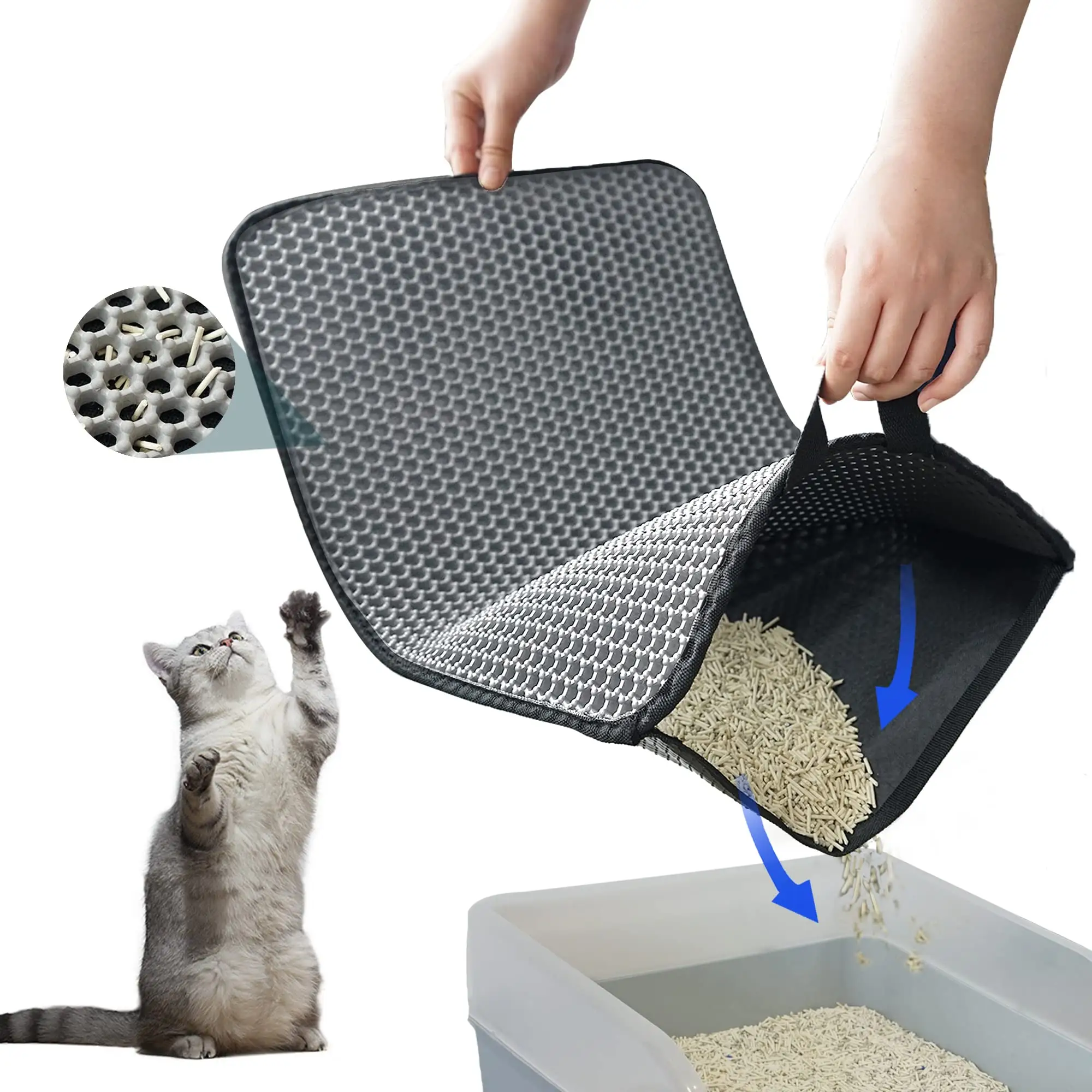 お手入れが簡単洗える2層防水尿プルーフデザイン水素材散布制御無駄の少ない猫用トイレマット