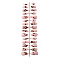 Ongles Stiletto Marron Imprimé Guépard Fleurs 3D à Coller, Faux Ongles en ABS Fabriqués à la Machine, 30 Pièces Extra Longues pour Femmes