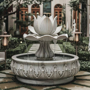 QUYANG ornamenti da <span class=keywords><strong>giardino</strong></span> personalizzati arte moderna pietra naturale brama di marmo bianco fontana di acqua di loto - Product Image 1