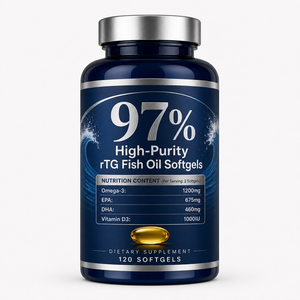 Cápsulas de <span class=keywords><strong>Aceite</strong></span> de Pescado RTG Natural Sostenible de Alta Pureza (97%), Antioxidante, Disponible <span class=keywords><strong>en</strong></span> Stock, Alto Contenido de Omega-3 EPA DHA 1400mg, Suplemento - Product Image 1