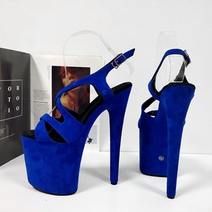 Chaussures à talons hauts pour femme 20 cm, talons aiguilles super hauts en daim, escarpins à bout ouvert, plateformes - Product Image 6