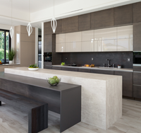 Armoires de cuisine modernes de luxe CBMmart Top Bank avec base en MDF et plan de travail en marbre pour maison résidentielle