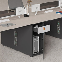 Zitai – Poste de travail modulaire simple et moderne pour 4 personnes avec cloison de bureau et chaise, gain de place, en MFC, pour bureau d'équipe