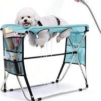 Support de hamac de toilettage pour animaux de compagnie, pliable et réglable, pour chiens et chats, avec écharpe de bain pour la coupe des ongles et la toilettage